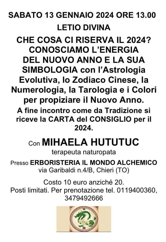 La Registrazione della LETIO DIVINA del 13/01/2024: CHE COSA CI RISERVA IL 2024? - Erboristeria Il Mondo Alchemico