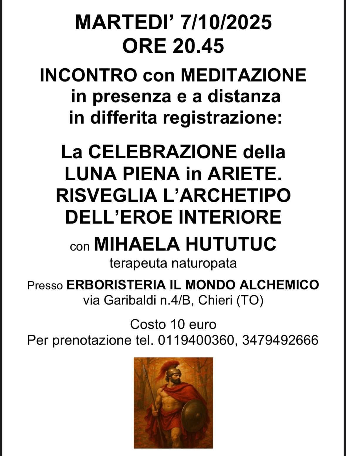 La Registrazione dell' Incontro del 7/10/2025: La Celebrazione della LUNA PIENA in ARIETE. Risveglia l' Archetipo dell' EROE Interiore