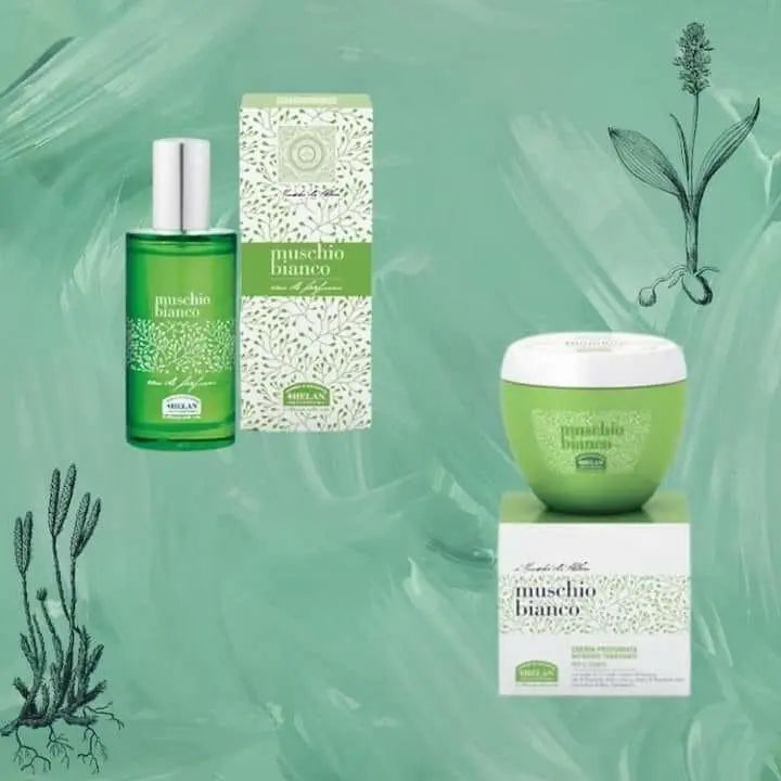 SCATOLA REGALO EAU DE PARFUM E CREMA PROFUMATA LINEA MUSCHIO BIANCO di Helan