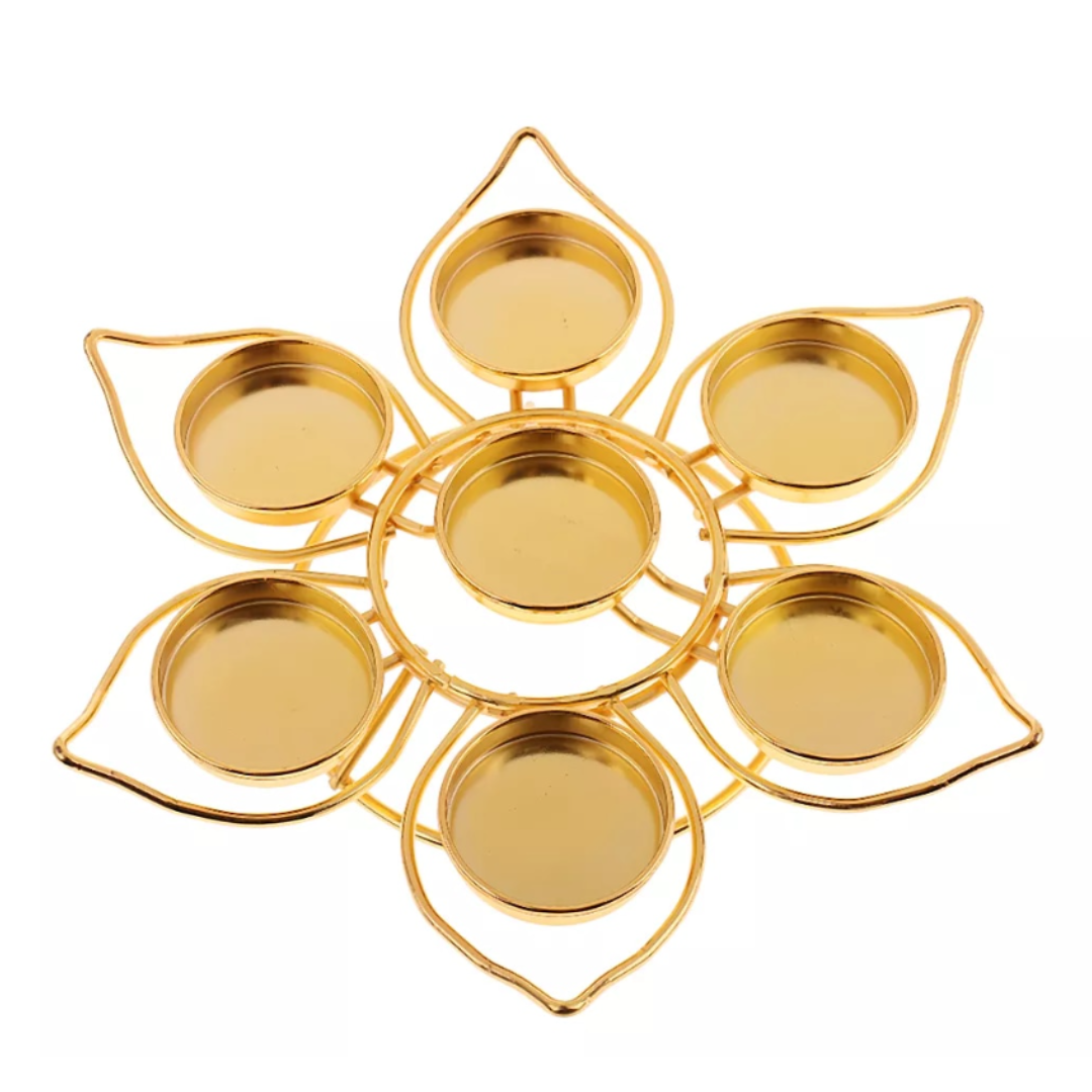 PORTACANDELA FIOR DI LOTO DORATO PETALI DEI 7 CHAKRA - Erboristeria Il Mondo Alchemico