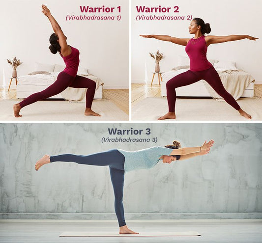 Virabhadrasana 1 2 3 posizioni del Guerriero yoga – Erboristeria Il Mondo Alchemico