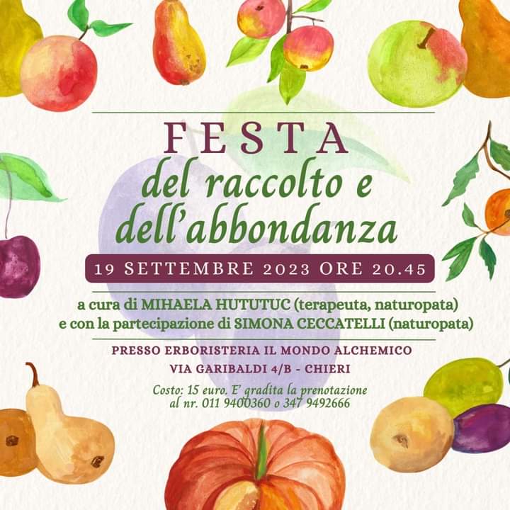 Martedi 19/09/2023 LETIO DIVINA:  LA FESTA del RACCOLTO e dell' ABBONDANZA - Erboristeria Il Mondo Alchemico