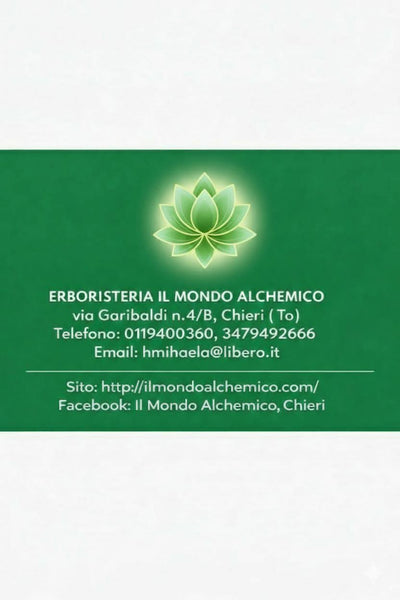 Erboristeria Il Mondo Alchemico – Via Garibaldi 4/B, Chieri (TO) – Erboristeria olistica con logo fiore di loto verde