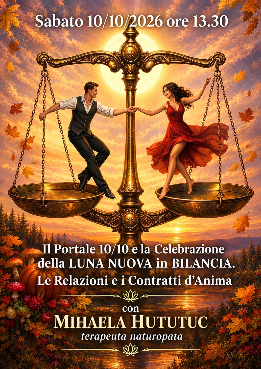 Sabato 10/10/2026 ore 13.30 Il Portale 10/10 e la Celebrazione della LUNA NUOVA in BILANCIA ✨ Le Relazioni e i Contratti d' Anima